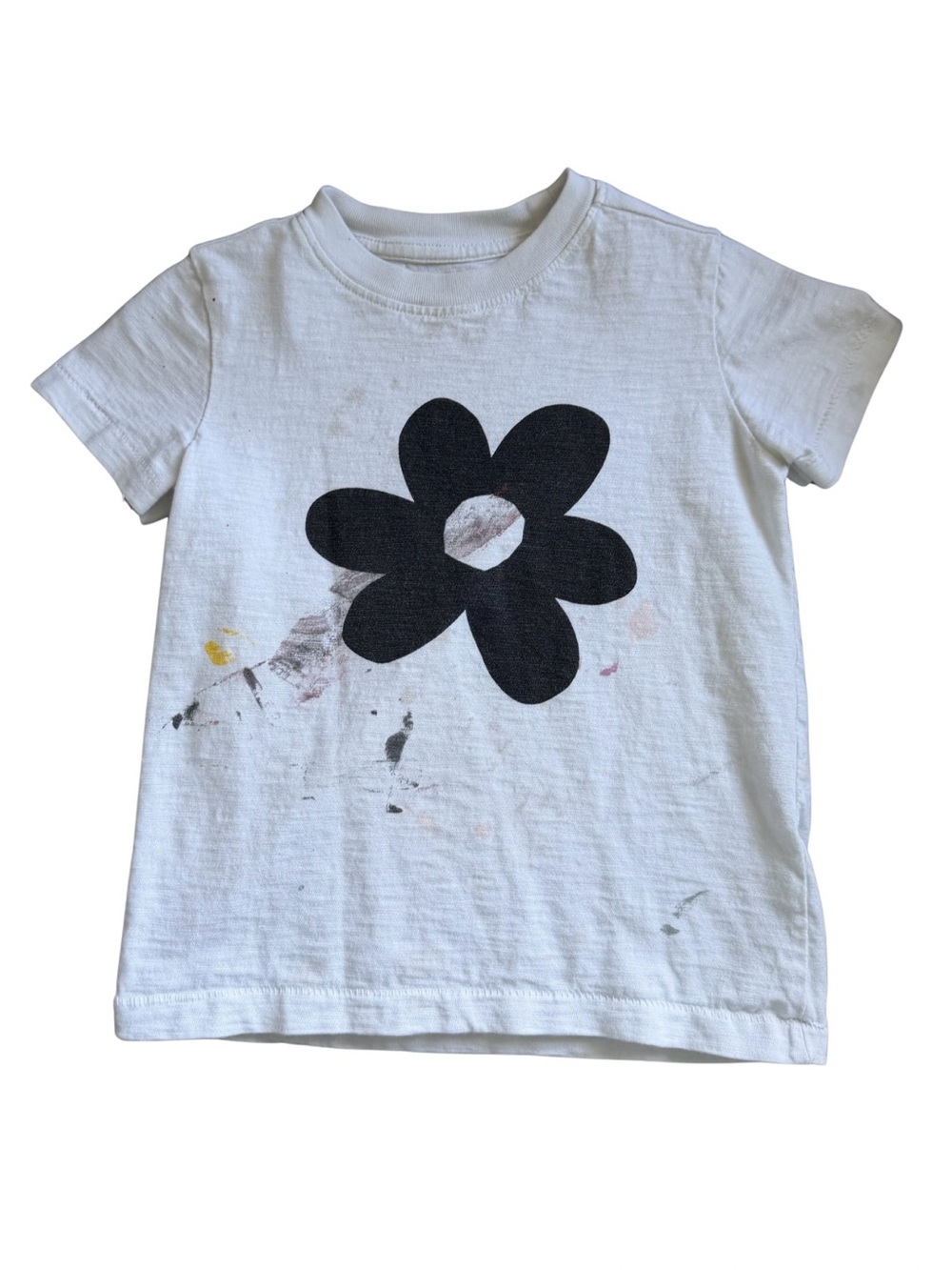 (5 for $10) | Primary Daisy Graphic Short Sleeve Tee White Size 3 — AS-IS